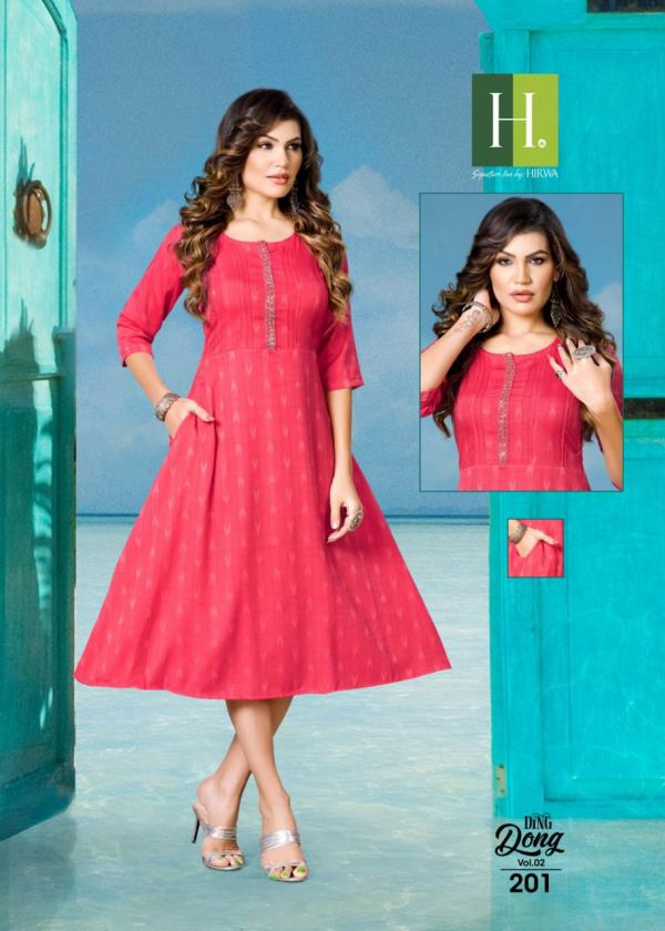 Hirwa Ding Dong 2 Ethnic Rayon Wear Anarkali Kurti Collection